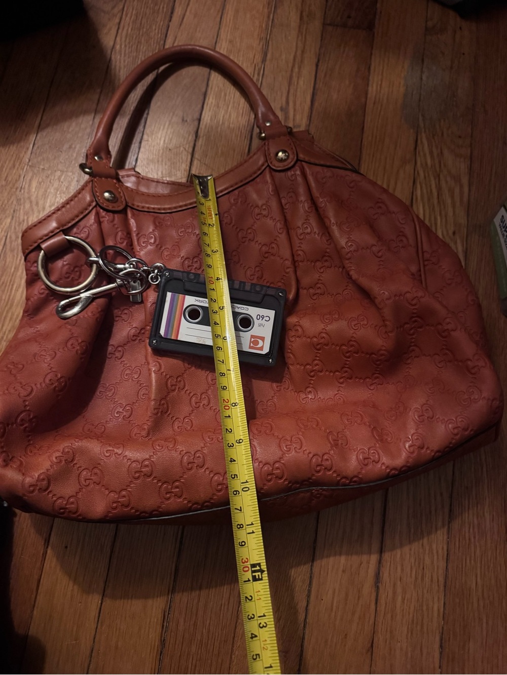 Gucci Orange Embossed Leather Shoulder Bag - Picture 5 of 8